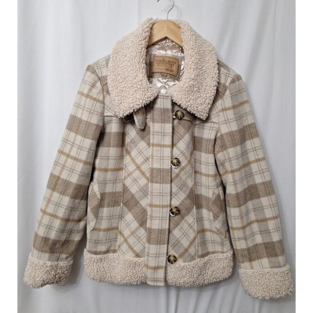 Powder River Outfitters by Panhandle Coat Womens Large Sherpa Lined Wool Blend